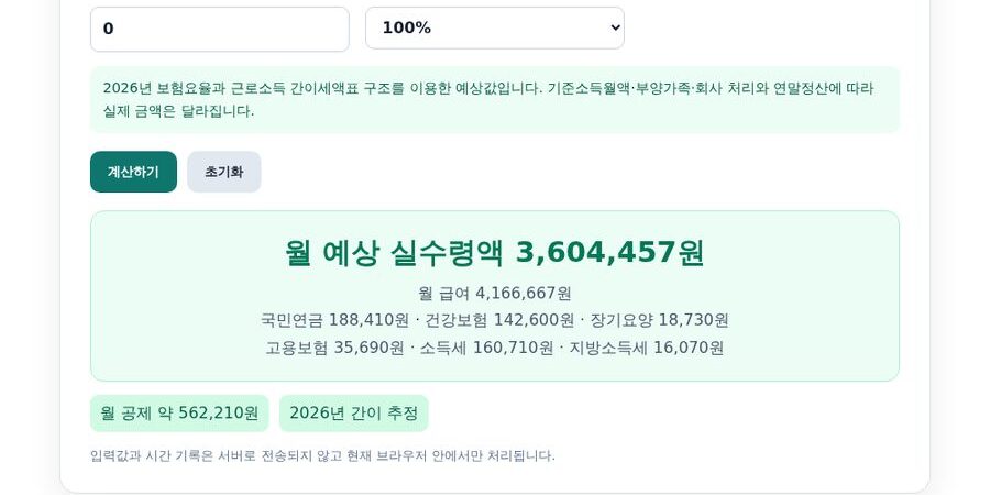 2026 연봉 실수령액 계산법 — 월급 실수령액·4대보험 공제 한 번에 알아보기